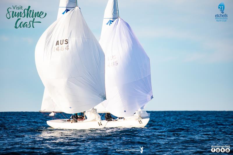 Match Racing between the two leaders Merrington and Hill on day 3 of the Etchells Australian Nationals - photo © Nic Douglass / www.AdventuresofaSailorGirl.com