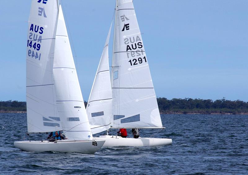 Game Plan AUS1449 and The Don AUS1291 around the leeward gate during race 7 of the Etchells 2025 Australian championship - photo © Jeanette Severs