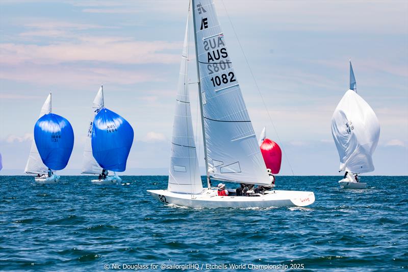 Lucy AUS1082 leading the fleet - Etchells World Championship 2025 Day 4 - photo © Nic Douglass @sailorgirlHQ