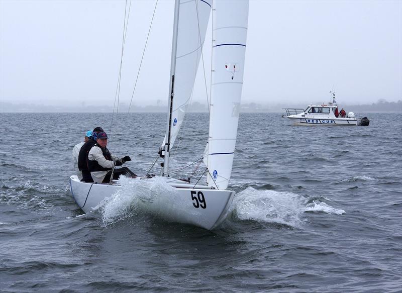 Rob Conn is a picture of concentration as Elusive sails to victory in the 2025 East Gippsland Etchells Championship - photo © Jeanette Severs