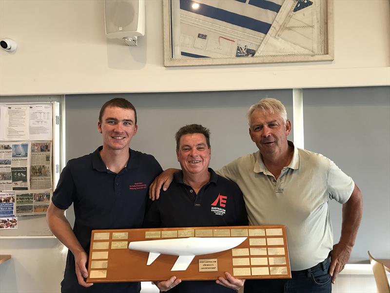 Wayne Smith, Rob Conn and Jeff Rose, on board Elusive, are the 2025 East Gippsland Etchells Championship winners - photo © Jeanette Severs