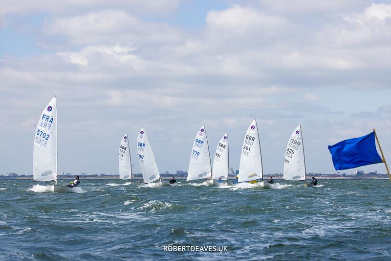 Fleet reaching to the finish - Europe UK Nationals at Hayling Island photo copyright Robert Deaves / www.robertdeaves.uk taken at Hayling Island Sailing Club and featuring the Europe class