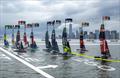 Graphically enhanced video helps explain the sport to fans who aren't sailors - Day 2 of the Mubadala New York Sail Grand Prix  © Samo Vidic/SailGP
