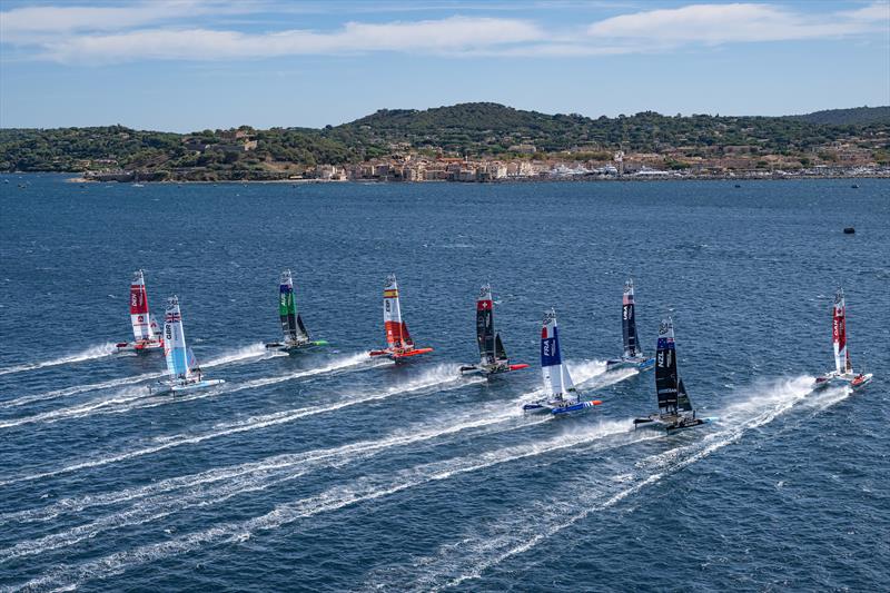 The SailGP F50 catamaran fleet on Race Day 1 of the Range Rover France Sail Grand Prix in Saint Tropez, France - photo © Jon Buckle /SailGP