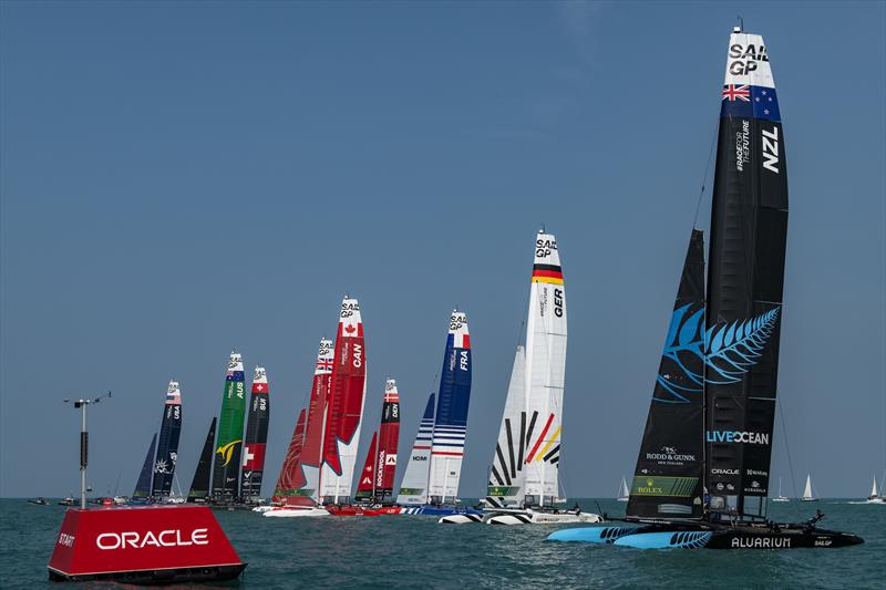 Start - flett racing - Race Day 2 of the Rolex United States Sail Grand Prix | Chicago photo copyright Ricardo Pinto/SailGP taken at Lake Michigan Yacht Club and featuring the F50 class