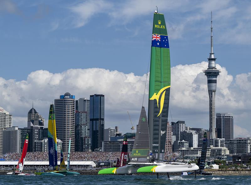 Australia SailGP Team helmed by Tom Slingsby,  on Race Day 1 of The Rolex SailGP Championship ITM New Zealand Sail Grand Prix in Auckland, New Zealand. Saturday 18 January photo copyright Ricardo Pinto for SailGP taken at Auckland Sailing Club and featuring the F50 class