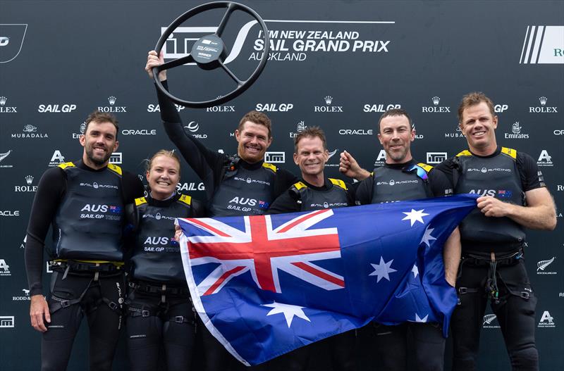 Australia SailGP Team helmed by Tom Slingsby and his team celebrate winning The Rolex SailGP Championship ITM New Zealand Sail Grand Prix in Auckland - photo © Brett Phibbs for SailGP