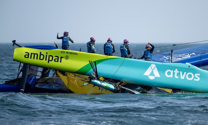 Mubadala Brazil SailGP Team following an nosedive during a practice session ahead of the Germany Sail Grand Prix in Sassnitz - photo © Ricardo Pinto for SailGP