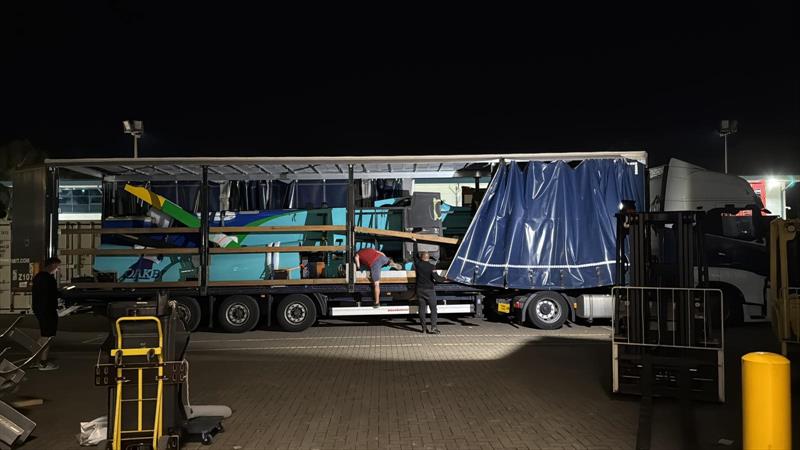 Mubadala Brazil being freighted to the France SailGP - SailGP Technologies, Southampton - September 6, 2025 photo copyright SailGP Technologies taken at Société Nautique de Saint-Tropez and featuring the F50 class