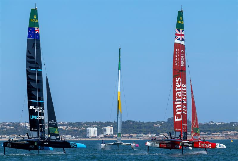 Great Britain, New Zealand and Italy -  Practice Day -  DP World Spain Sail Grand Prix -  Cadiz, Spain - October 3, 2025 photo copyright Felix Diemer/SailGP taken at Real Club Náutico de Cádiz and featuring the F50 class