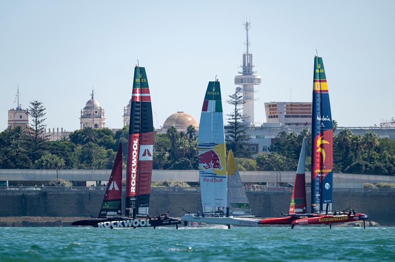 Denmark, Italy and Spain -  Practice Day -  DP World Spain Sail Grand Prix -  Cadiz, Spain - October 3, 2025 photo copyright Ricardo Pinto/SailGP taken at Real Club Náutico de Cádiz and featuring the F50 class