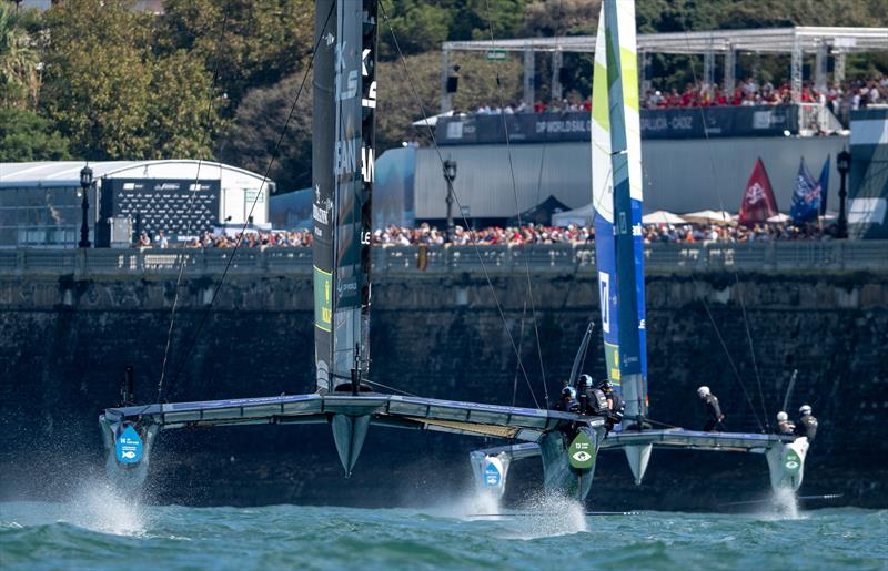 Hitting the Wall -  Day 2 -  DP World Spain Sail Grand Prix -  Cadiz, Spain - October 5, 2025 photo copyright Ricardo Pinto/SailGP taken at Real Club Náutico de Cádiz and featuring the F50 class