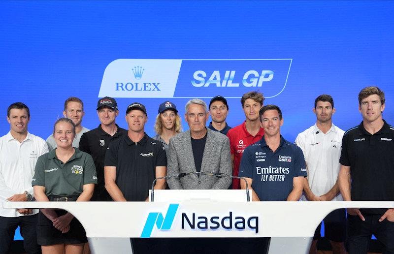 SailGP CEO and Co-Founder Sir Russell Coutts was joined by SailGP athletes as he rang the NASDAQ closing bell - photo © SailGP