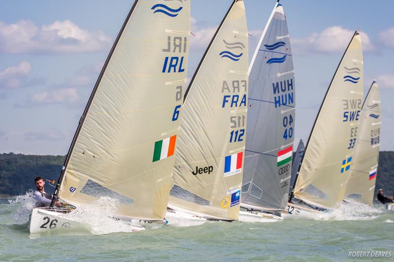 Oisin Mcclelland leads in Race 1 on day one of the 2017 Opel Finn Gold Cup at Lake Balaton - photo © Robert Deaves