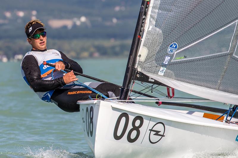 Nicholas Heiner on day three of the 2017 Opel Finn Gold Cup at Lake Balaton - photo © Robert Deaves