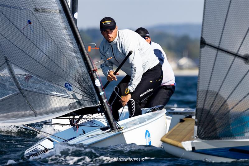 Sjoerd Hofland, NED (U23) on day 4 of the 2024 Finn Gold Cup photo copyright Robert Deaves / www.robertdeaves.uk taken at Sailing Aarhus and featuring the Finn class