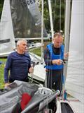 DJ and Vyv doing a bit of boat tuning during a postponement on day 2 of the Fireball Europeans at Maccagno © Frank Miller