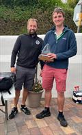 MBSC commodore Richie Harrington with Daniel Thompson, overall winner of the Fireball Munster Championship 2025 © Stephen Oram