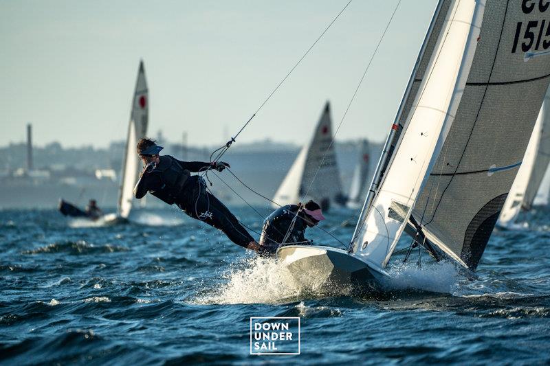 Jalina Thompson-Kambas and Nathan Stockley racing Stay Tuned - Fireball Worlds at Geelong day 1 - photo © Alex Dare, Down Under Sail