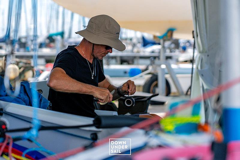 It was a day for boat work as racing was cancelled - Fireball Worlds at Geelong day 3 - photo © Alex Dare, Down Under Sail