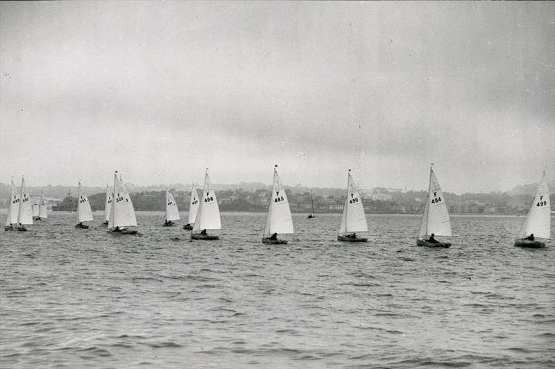 Apart from one small boat and the warship (ahead and to leeward of the leaders) Torbay was all but empty of spectator craft and there isn't a coach boat to be seen photo copyright Torquay Library / Henshall taken at  and featuring the Firefly class