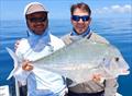 Tri from Fraser Guided Fishing with one of his clients and a nice diamond trevally.