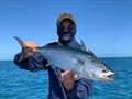 Jackson Sewell with a mac tuna that was spun up on a 5` Zman Streakz