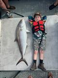 When is the last time you caught a fish nearly as big as yourself. Ripper amberjack young fella