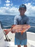 Cooper kicked off his coral trout catching career with a fine 60cm model caught jigging a softie. Awesome fish mate. Well done