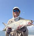 Deano has been having a fat time on the flats, catching queenies, goldies, and blues such as this one