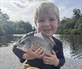 Huddy Koeppen loves fishing the Burrum River with his dad, Andrew. Big bream are just one of the various species he has caught from his backyard