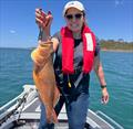 Marion joined Luke for a troll over our shallow reefs and scored this better-than-average coral trout for her efforts