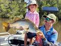 Freshwater barra in waterways beyond our impoundments are back on the hit list like their salty counterparts. Deej and daughter with the spoils