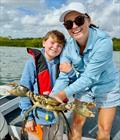 Amy and her son Ryder enjoyed a feast of Qld's finest after a successful crabbing mission with Luke
