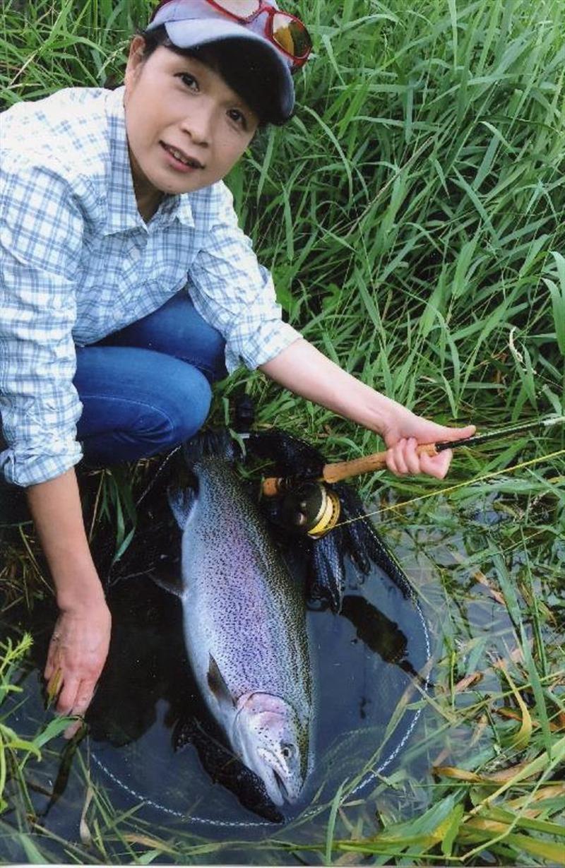Japanese angler Yukiyo Okuyama caught and released this beautiful 4.19-kilogram (9-pound 3-ounce) rainbow trout (Oncorhynchus mykiss) on June 29, 2018 while fly fishing the Katsura River, Japan. - photo © IGFA