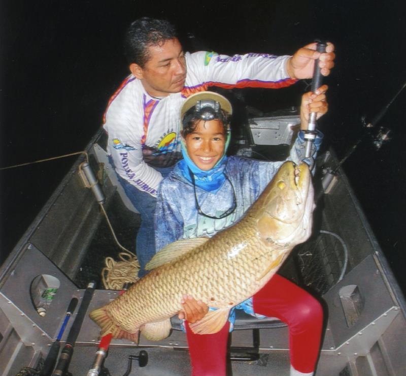 French angler Gael Commergnat - age 10 - caught and released this 13.83-kilogram (30-pounds, 8-ounce) giant trahira (Hoplias aimara) on July 24, 2018 while fishing Brazil's Rio Juruena. - photo © IGFA