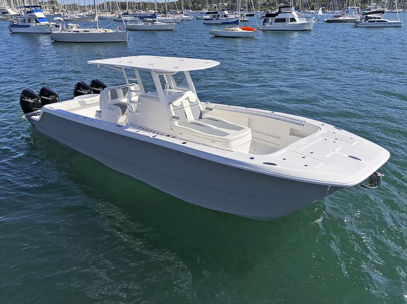 Quad 300hp Mercury - Invincible 35 Powercat photo copyright Boat Monster taken at  and featuring the Fishing boat class