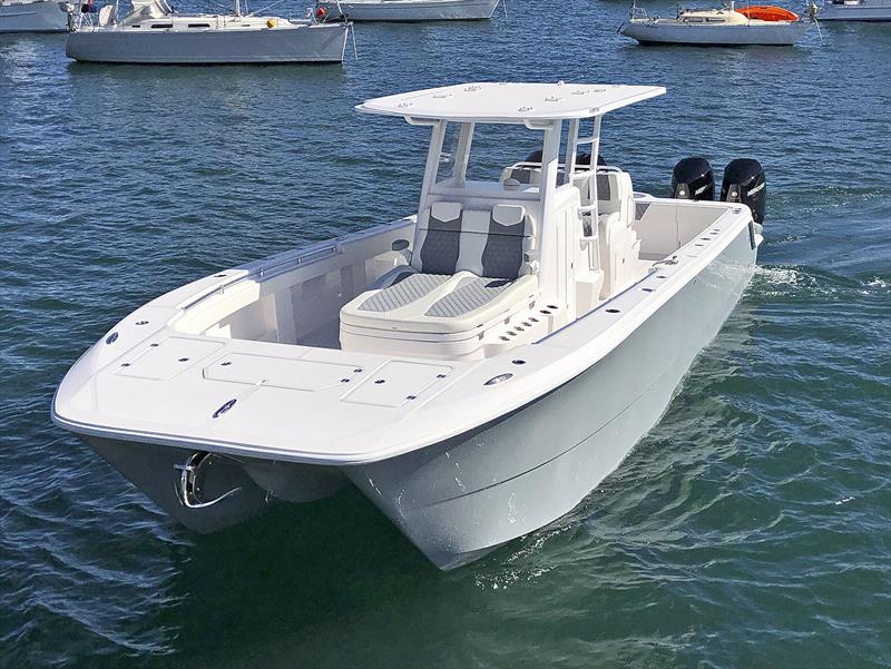 Great freeboard - ideal for Australian conditions - Invincible 35 Powercat photo copyright Boat Monster taken at  and featuring the Fishing boat class