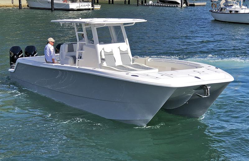 Centre console with huge walk around decks - ideal for fishing - Invincible 35 Powercat - photo © Boat Monster