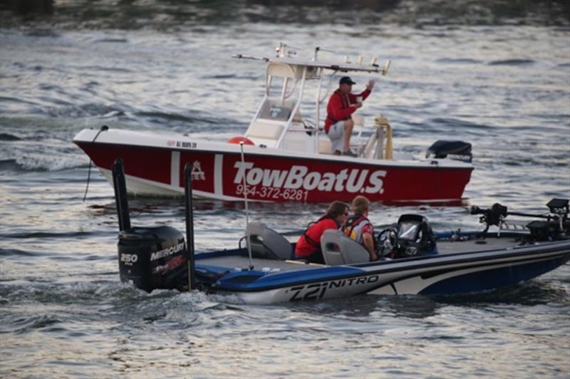 TowBoatUS is on the water to assist collegiate anglers with breakdowns or running aground during the BoatUS Collegiate Bass Fishing Championship in May photo copyright Scott Croft taken at  and featuring the Fishing boat class