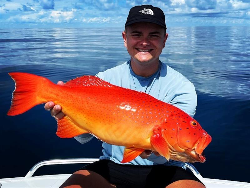 Jamie with a quality coral trout - photo © Fisho's Tackle World