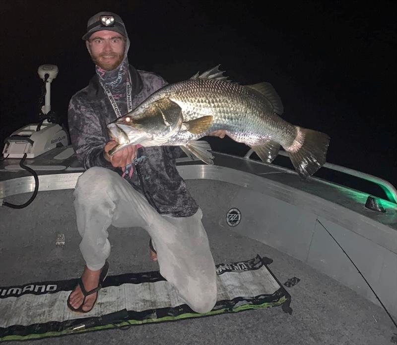 Kyle has been putting his new Garmin sounder to use and is finding some nice barra at Mondy photo copyright Fisho's Tackle World taken at  and featuring the Fishing boat class
