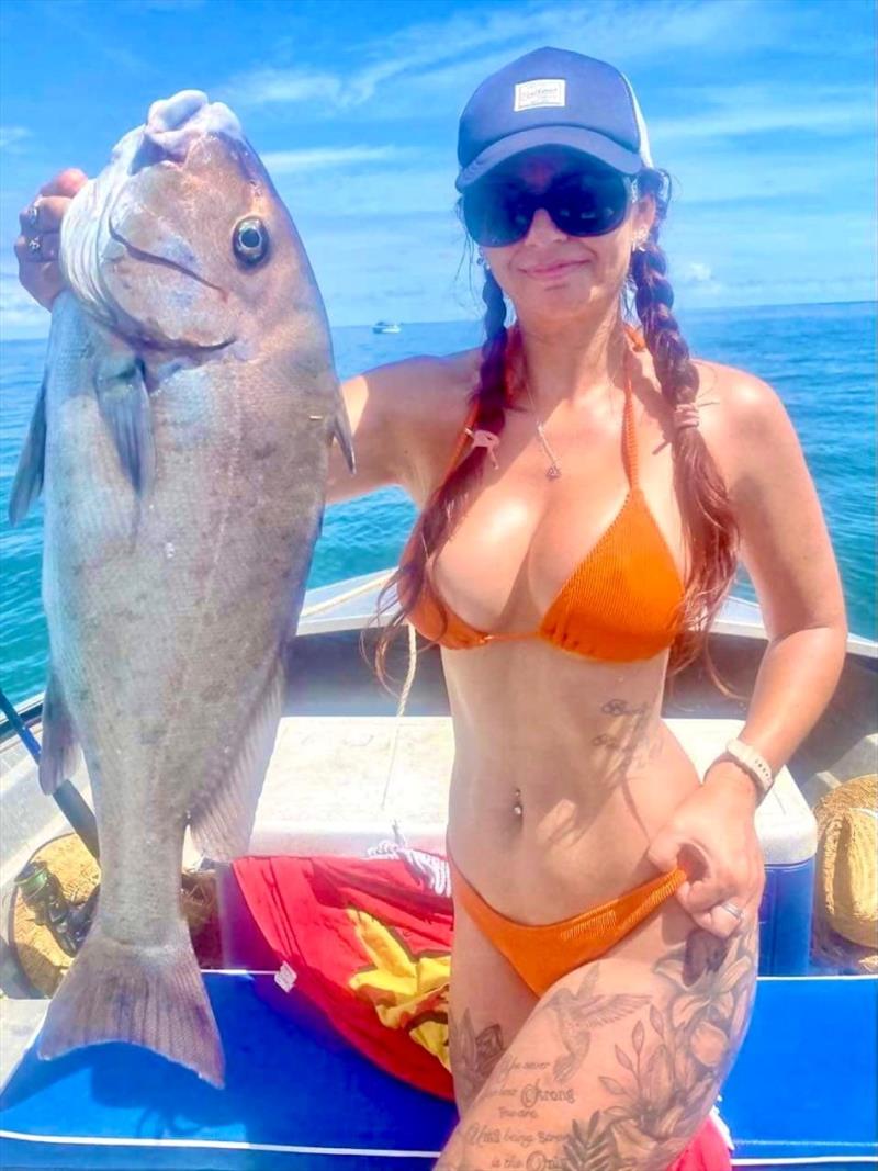 Melissa with a nice blackall that she caught whilst fishing the inshore reefs photo copyright Fisho's Tackle World taken at  and featuring the Fishing boat class