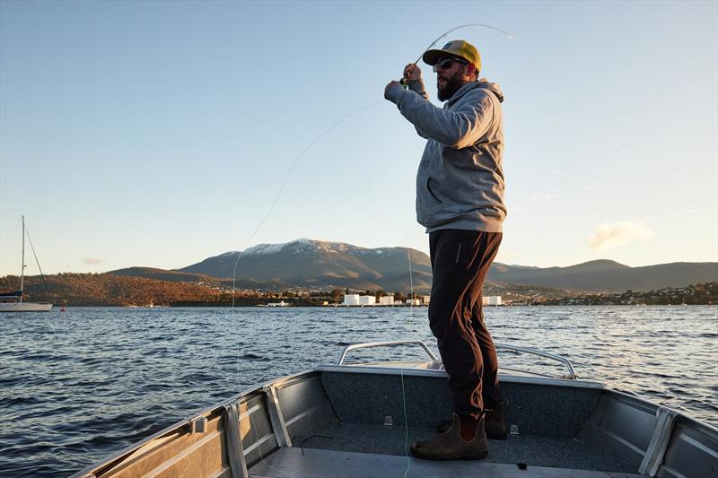 Phil Ellerton chasing bream on fly, finding some clearer water lower down after the rain. photo copyright Spot On Fishing Hobart taken at  and featuring the Fishing boat class