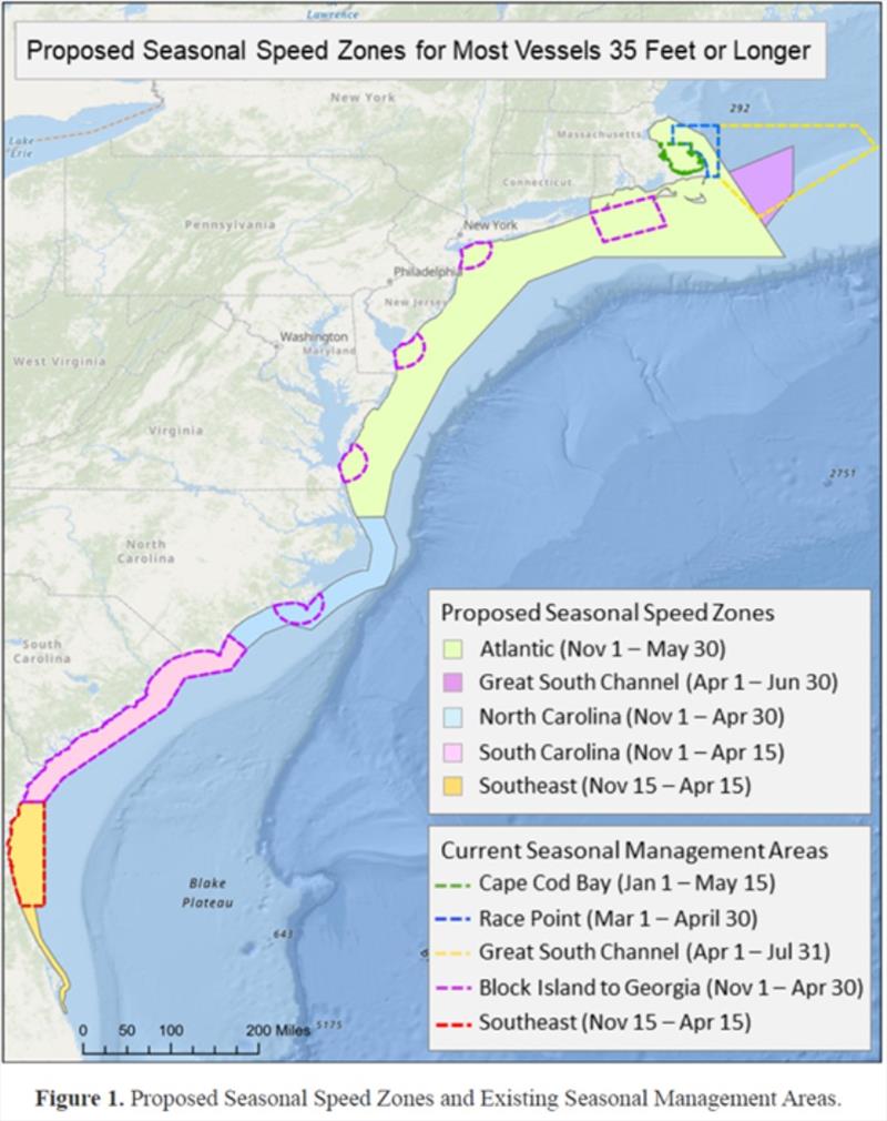 Proposed seasonal speed zones and existing seasonal management areas photo copyright American Sportfishing Association taken at  and featuring the Fishing boat class