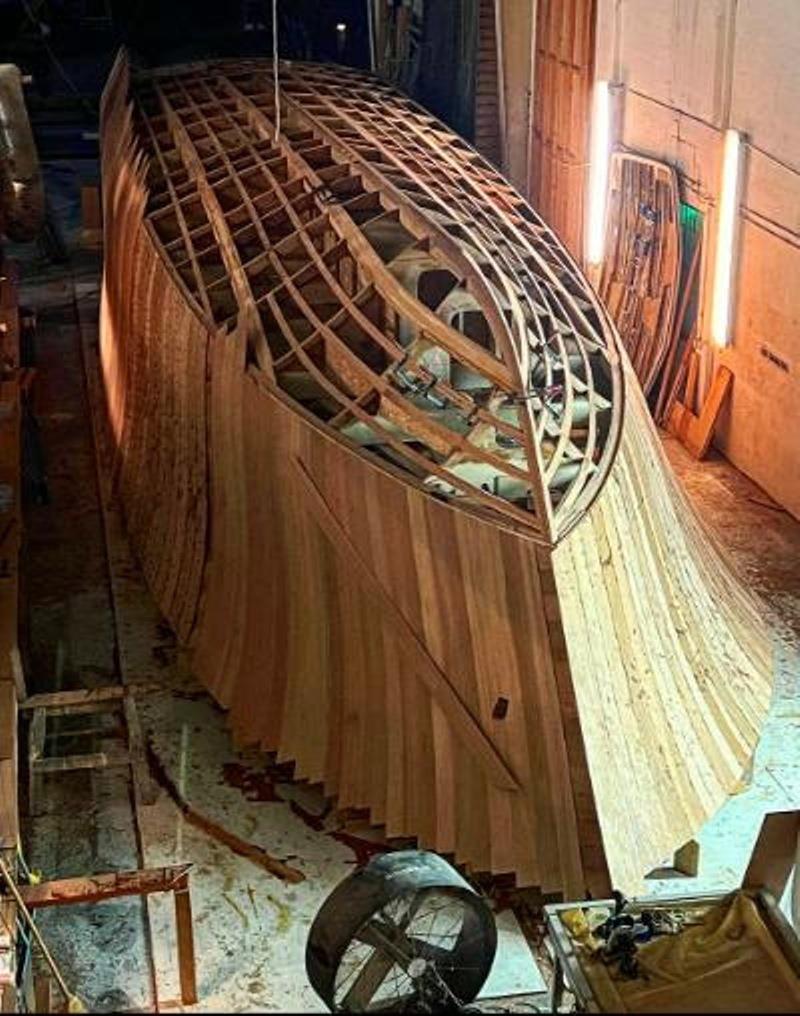 Hull #9 - Second layer on - photo © Michael Rybovich & Sons