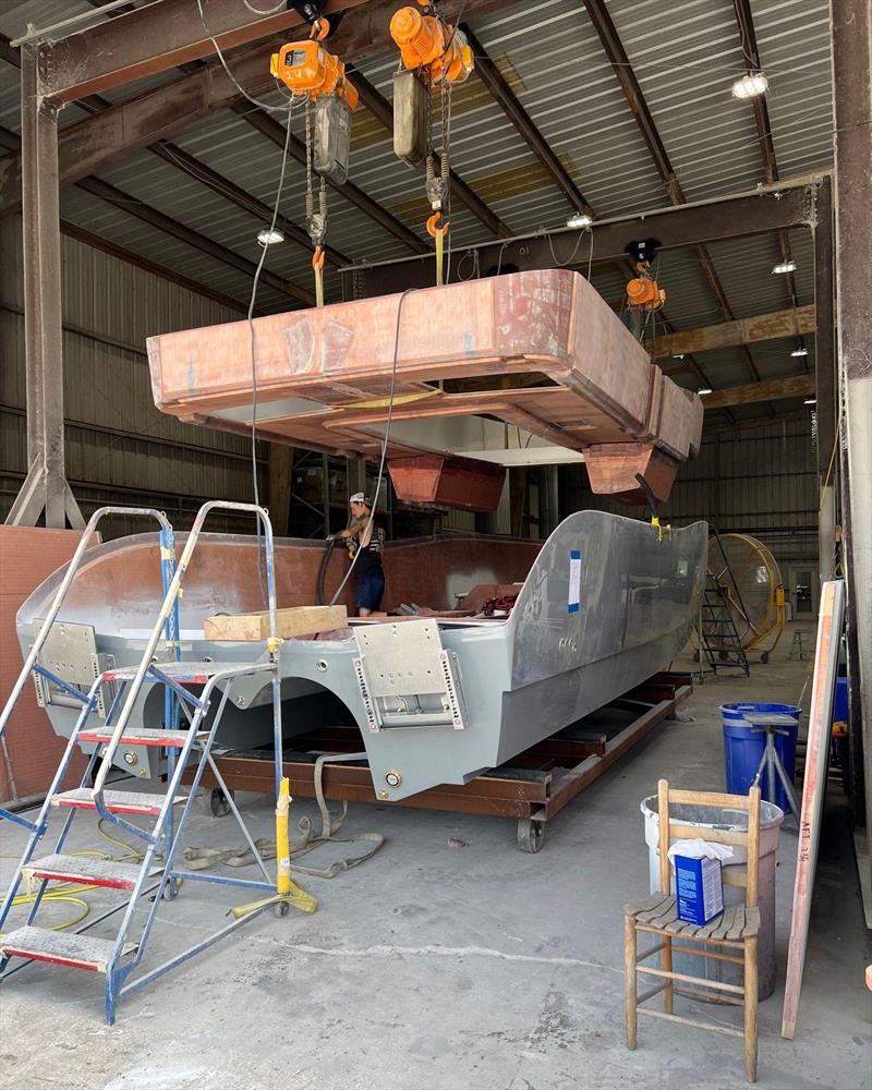 The cap is rigged and ready and this 35IFC boat will be flying together from this point on - photo © Insetta Boatworks