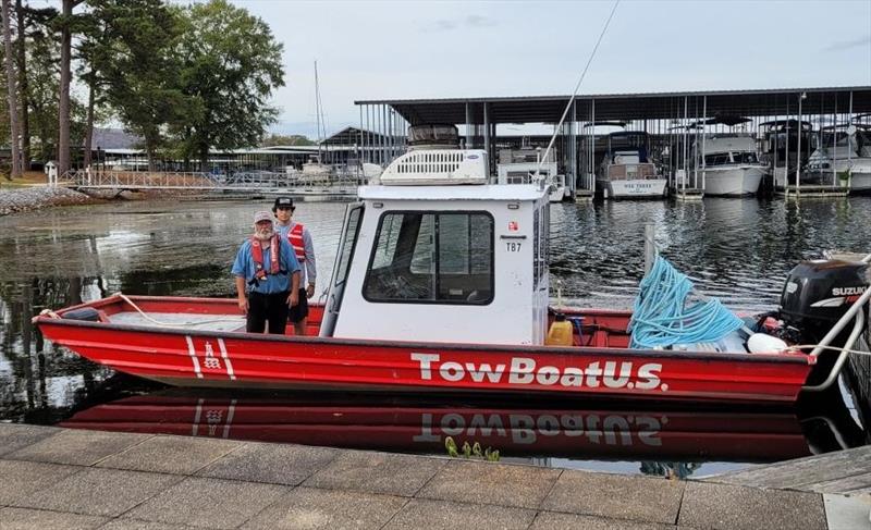 (L to R) Capt. Stephen Clark, owner, and deckhand Sergio Pereyra of TowBoatUS Guntersville Lake photo copyright Scott Croft taken at  and featuring the Fishing boat class