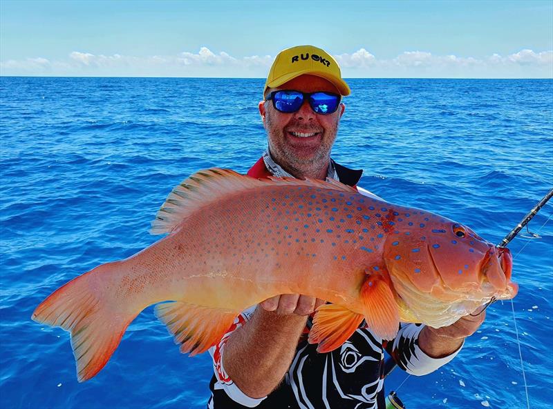 Bobby from Hot Reels Pro Fish Charters with a beautiful coral trout photo copyright Fisho's Tackle World taken at  and featuring the Fishing boat class