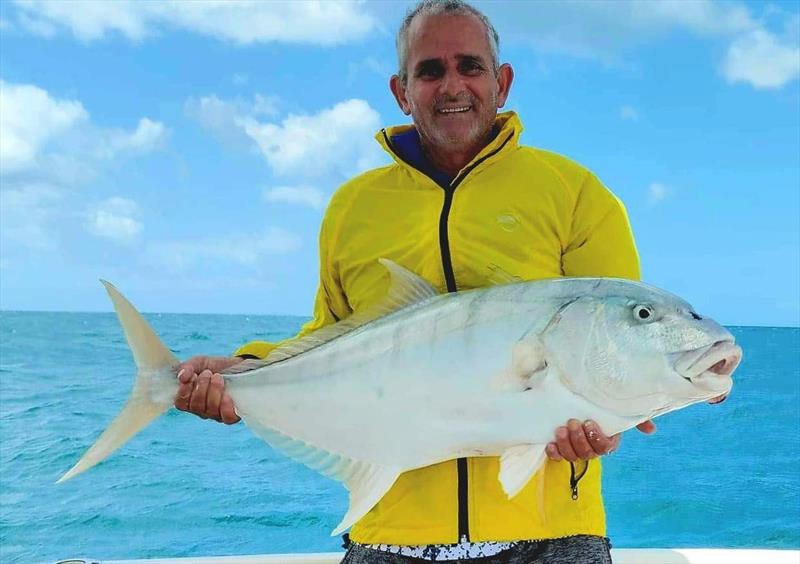 A solid golden trevally caught with the crew from Hot Reels Pro Fish Charters photo copyright Fisho's Tackle World taken at  and featuring the Fishing boat class